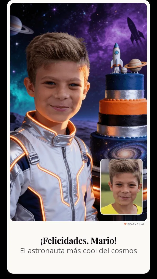 Felicitación temática de astronauta estelar