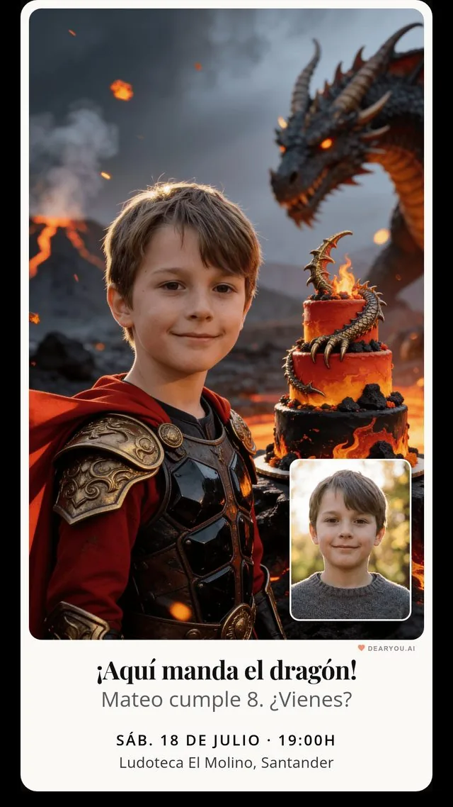 Invitación temática de domador de dragones